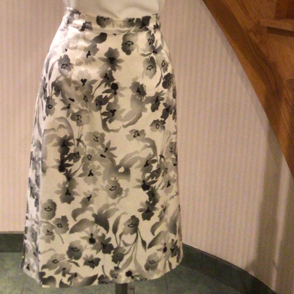 White with black and grey print